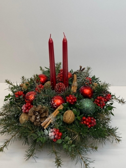 Yılbaşı mumlu aranjman